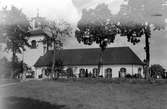 Kyrkan i Hjortsberga uppfördes åren 1838-1839 i nyklassicistisk stil som en gemensam gudstjänstlokal för dåvarande Kvenneberga församling och Hjortsberga församling. 
Kyrkan togs i bruk 1:a söndagen i Advent 1840. Invigningen förrättades dock först 1853 av biskop Christopher Isac Heurlin.