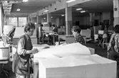 Kvinnor i arbete med att sortera papper på pappersbruket Papyrus i Mölndal, hösten 1970.