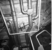 Carlskrona
Interiör av minfartyget Carlskrona, rör arrangemang i taken