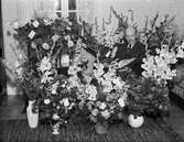Man i bostadsmiljö omgiven av blommor firar 70-årsdag, Östhammar, Uppland