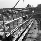 Arbetsställningar kring ubåt i docka 5