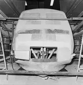 Tågfronten till höghastighetståg i plastv.