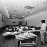 Asta Andersson med besökande i hörsalen