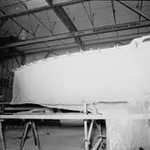 Segelbåten Viggen under arbete i båtverkstan