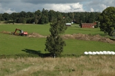 Översiktsbild över Odensjö bytomt tagen vid en arkeologisk undersökning sommaren 2010. I schakten till höger fanns lämningarna efter Västergården och vid skogskanten syns det timrade magasinet till Odensjö gård.