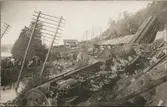Tågolycka vid Getå den 1 oktober 1918 där bland annat, Statens Järnvägar, SJ F 1200 rasade nedför slänten efter ett banvallsras.