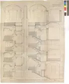 Nordiska museet. Ritning till hörntrapporna i allmogehallen. Skärningar. No 10.