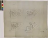 Ritning på väv över Nordiska museets huvudbyggnad. Entresolvåning. Kafésalen.Toalett. Plan. Kafébygnaden, spiraltrappan. Tusch och blyerts. Linjalritning. Osignerad.

 







