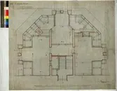 No 82 Nordiska museet. Ritning till inredning af Kansliflygelns vindsplan.