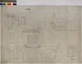 No 96 Nordiska Museet. Fängelsetrappan. Sektion genom Kafeflygelns jordvåning.