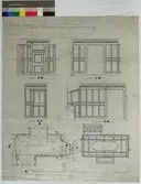 No 124 b. Nordiska Museet. Absiden. Inredningsritning i passagen mellan absidens och hallens gallerier.