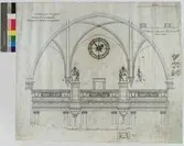 Nordiska Museet. Norra Fondväggen. Förslag till Urtafla och slagverk