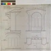 Nordiska Museet. Ritning till Fönster mellan Hörsalen o Desinfektionsrummet. Utdrag ur ritn No 53. 134 o 135