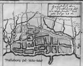 Karta över Trelleborg på 1650-talet.