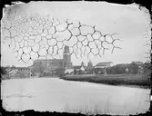 Uppsala från norr, med Uppsala domkyrka och Fyrisån, Uppsala 1860-tal