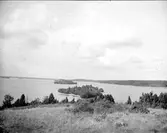 Vy över Svinnegarnsviken från Gröneborg, Vallby socken, Uppland juni 1921