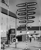 Enköping, Korsängsskolan, Enköpingsutställningen 1955, mot entrén