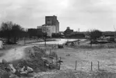 Enköping, vy från bårhuset, mot öster och hamnen, november 1954