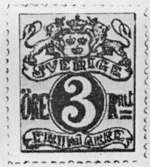 Frimärksförlaga till frimärket 1862 - Lejon. Valör 3 öre.