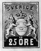 Frimärksförlaga till frimärket 1862 - Lejon. Valör 25 öre.