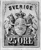 Frimärksförlaga till frimärket 1862 - Lejon. Valör 25 öre.