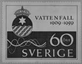 Förslagsritningar - ej antagna - till frimärke Vattenfall 50 år, utgivet 20/1 1959. Konstnär: Tor Hörlin. Förslag. 