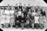 Ett klassfoto taget utanför Trädgårdsskolan 1941-42.