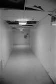 En korridor i en källare. Dokumentation av Sagåsens flyktingförläggning, 1992.