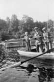 Fisketur i roddbåt på Nordsjön med John Svensson och Augustas P. kusin,  
Arnold Larsson, vem pojken är vet ingen. Bilden är tagen den 17 augusti 1931.