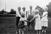 Nersgårdens barn: Olle, Hilding, Elvy, Ingrid, Gunnar och Gunhild Svensson, 1920. Kusiner till Arvid Svensson på Långö.