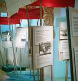 Fem bilder som visar delar av utställningen 