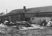 Gårdsbyggnad till Niklassons charkuteri på Kungsbackavägen 13, 1940-tal. Byggnaden revs 1962.
