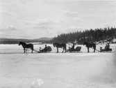 Postföring med häst och släde på  Anundsjön i  Ångermanland, 1903.