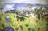Teckningar målade av barn, 4-6 år, på Toltorps lekskolor. Teckningarna utfördes 1953 för att utsmycka Lackarebäckshemmet. Motiven är hämtade ur ett antal välkända sagor.