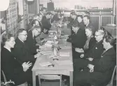 Företagsnämnderna i Bromma, Hägersten och Johanneshov sammanträder vid Postkontert Johanneshov 1, 1952.
