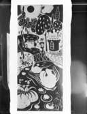 Dekorslipat glas
Kvinna på bro över å