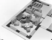 Planritning med miniatyrmöbler för möblering