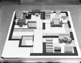 Planritning med miniatyrmöbler för möblering