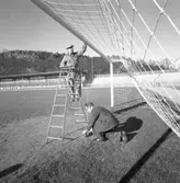 Ordningställande av fotbollsmål, Rimnersvallen, våren 1961