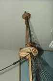 Detalj av vasamodellen i skala 1:10. Mast med märsar.