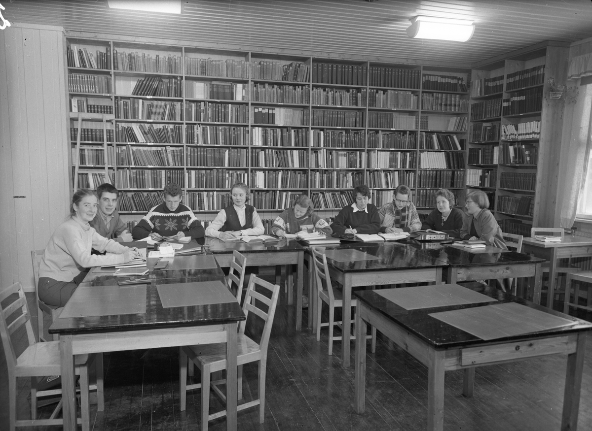 Romerike Folkehøyskole. Bibliotek eller lesesal.