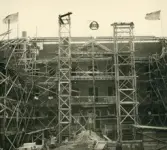 Taklagsfest vid Gävle Museum (nuv Länsmuseet Gävleborg) under byggnadsskedet 1938-40.