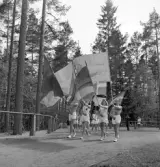 Gymnastiken 1944.
Fanborgen tågar in på Värendsvallen.
