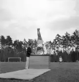 Gymnastiken 1944.
Gymnastikuppvisning på plint, av några kvinnliga gymnaster.