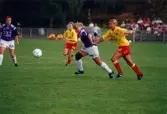 Fotbollslaget Jitex BK spelar match mot Tyresö FF på Kvarnbyvallen i Mölndal, år 1995. Jitex vann matchen med 4-2.