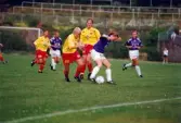 Fotbollslaget Jitex BK spelar match mot Tyresö FF på Kvarnbyvallen i Mölndal, år 1995. Jitex vann matchen med 4-2.