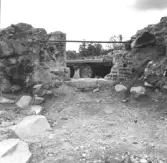 Gudsberga kloster, Husby socken. Den norra muren och portalen i klosterkyrkan.