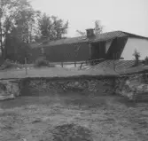 Gudsberga kloster, Husby socken. Södra, mellersta och norra skeppen i kyrkan. Foto mot väster.