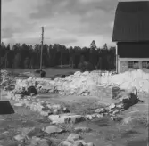 Gudsberga kloster, Husby socken. Korpartiet med altaret och norra delen av muren i koromgången.