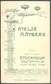 Baksida till visitkort från Atelier H. Nyberg, 1910-1920